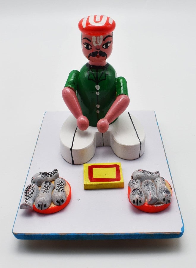 justhandmade Wooden Men Vegetable | Fish Vendor | Golu Bommai | Home Decor Showpiece | Gift (JHMVEN213) - Image 1